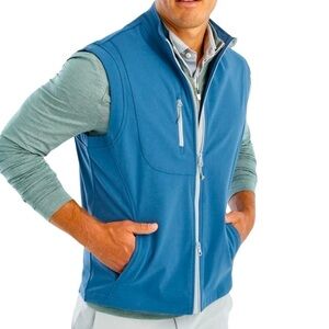 Johnnie-O Knockdown Prep-formance Men's Wind Vest. Liberty Blue Size Large #1201